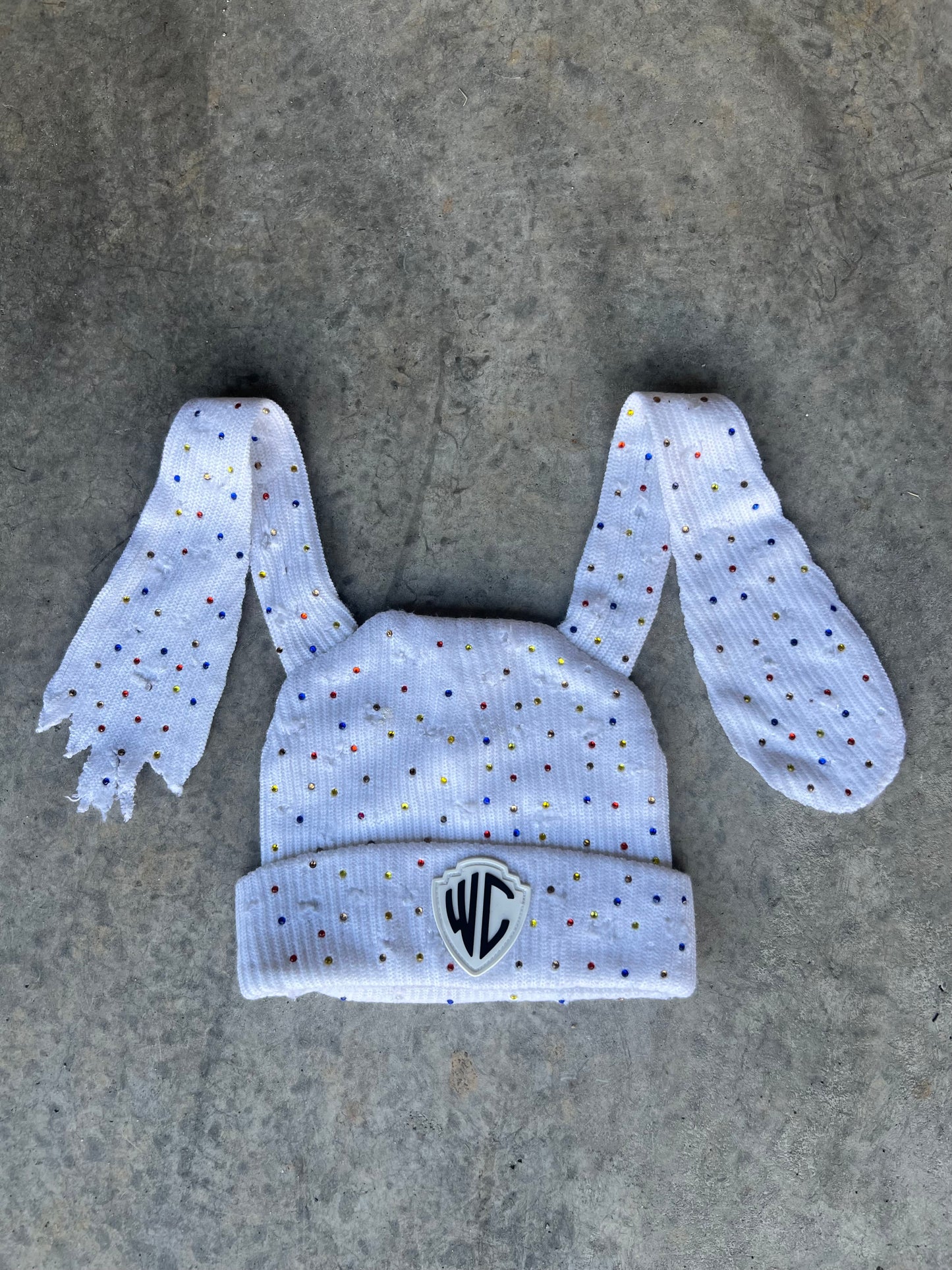 White bunny ear beanie